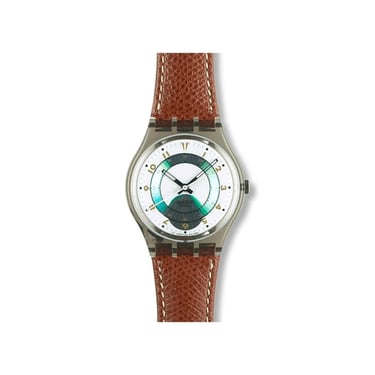 Swatch Orly GM110 Watch - 1992 - NEW in Original Box New Old Stock NOS - Swiss Quartz  Leather Strap Wristwatch. 