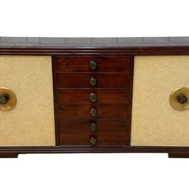 Art Deco Paul Frankl for Johnson Furniture Style Mahogany & Cork Sideboard
