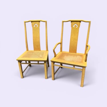 Lovely pair of Asian inspired chairs with cane seats 