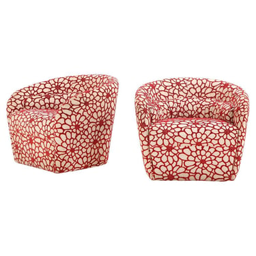 A Pair of Mid Century Modern style Barrel Back Chairs, C. 1980.