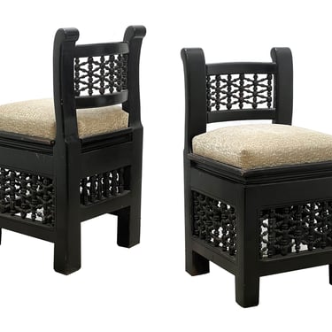 Pair of Ebonized Moroccan Musicians Chairs