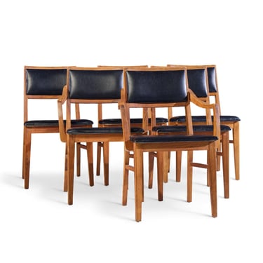 Jack Cartwright for Founders Mid Century Walnut Dining Chairs - Set of 6 - mcm 