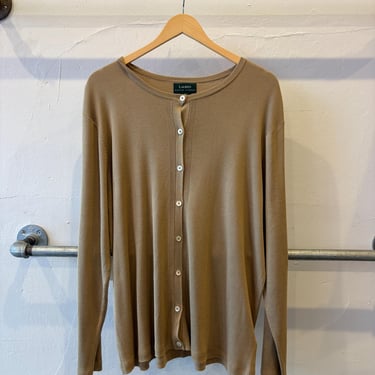 Vintage Lauren Polo Ralph Lauren Silk Tan Button Up Sweater XXXL 