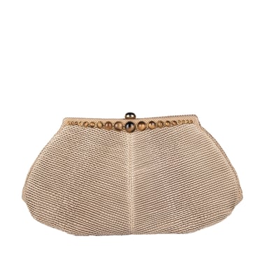 Judith Leiber Vintage Beige Pleated Lizard and Tiger's Eye Convertible Clutch Bag