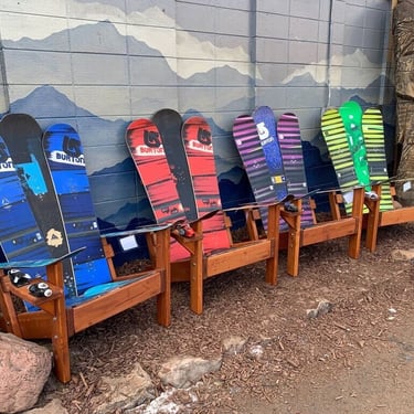 Set of 2 - Custom Snowboard Chairs - made with original boards- Save when you buy a set!  Cool snowboards Custom Set Up - request colors 
