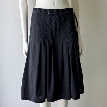 Sonia Rykiel Black Pleated Drawstring Skirt 38 (S) 
