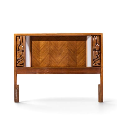 United Tiki Brutalist Mid Century Walnut Queen Headboard - mcm 