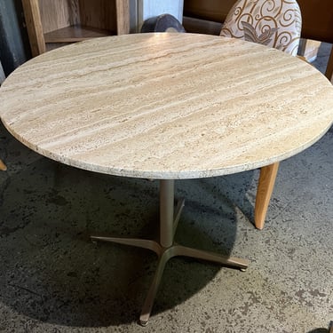 Circular Travertine Top Dining Cafe Table