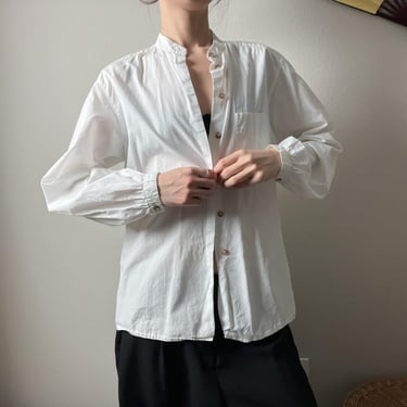 90s vintage white classic minimalist cotton mandarin collar button shirt 