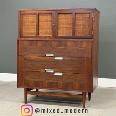 American of Martinsville Walnut and Aluminum Tall Dresser 