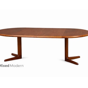 Refinished Round to Oval Danish Modern Teak Dining Table 