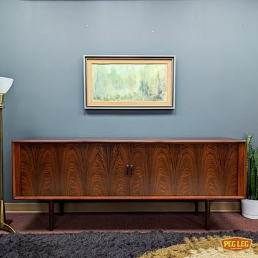 Danish Modern rosewood tambour-door credenza by Svend Aage Larsen for Faarup