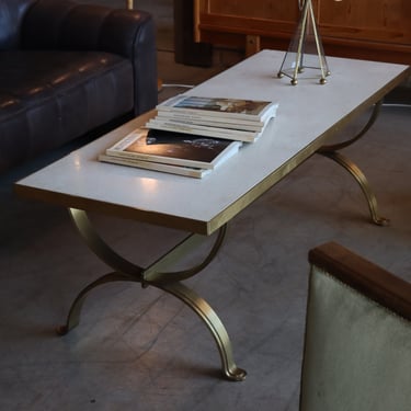 Stone and Bronze Base Coffee Table