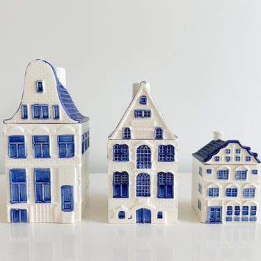 Vintage Delft Blue Canal House Kitchen Storage Canisters: Dutch Holland Vintage 