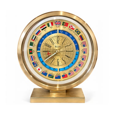 Vintage Bulova Clock with International Time Zones and Globe Design