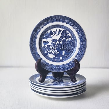 Blue Willow bread or dessert plates Johnson Bros Made in England china farmhouse aesthetic cottage core 