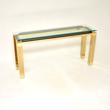 Vintage Italian Brass and Glass Console Side Table