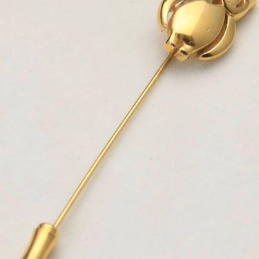 Vintage Trifari Gold Tone Owl Stick Pin w/ Rubber Stopper Clutch Retro Jewelry 