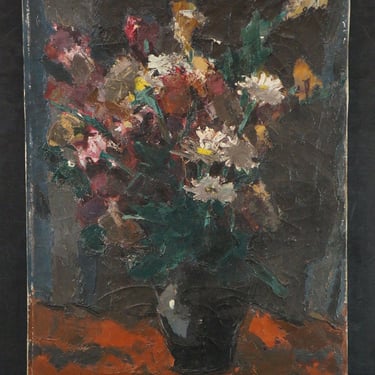 Vintage Japanese floral oil painting Sakazukibana on canvas craft 1939 art 