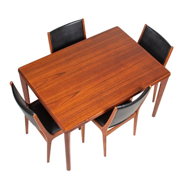 Narrow (47” x 33”) Danish Teak Expanding Dining Table w. Rounded Edges