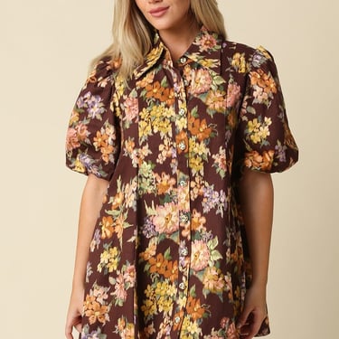 Plum Floral Denim Dress