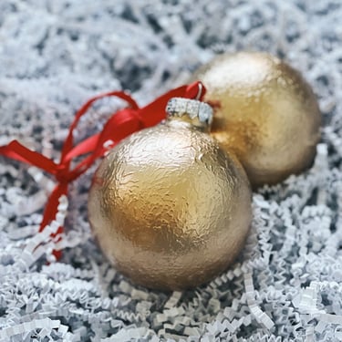 Gilded Gold Textured Traditional Round Glass Ornament