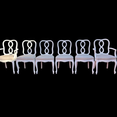 Beautiful set of 6 vintage dining chairs with all new paint and upholstery. 