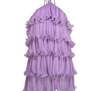 IEENA for Mac Duggal - Lavender Plisse Pleated Ruffled Halter Dress Sz 2