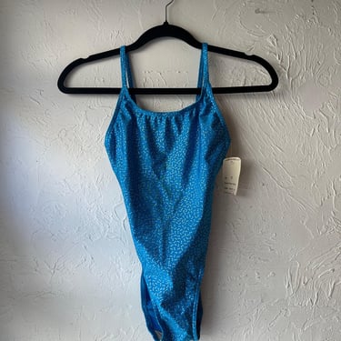 90s ‘Sears’ Deadstock Blue Sparkly One Piece Bathing Suit / Small 