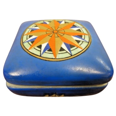 Vintage Japanese Trinket Box - Nautical Themed W/ Boats Ships - Made In Japan 