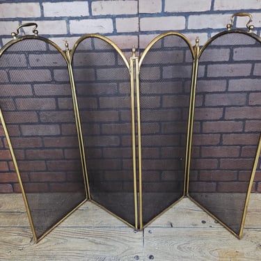 Brass Hollywood Regency Fireplace Screen 