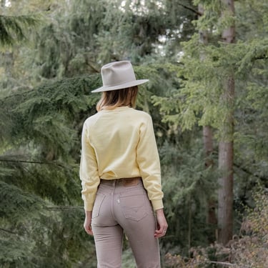 70s Vintage sweatshirt, Women's XS Small 1970's Deadstock KODEL Raglan Sweatshirt, Pale Yellow Crewneck Sweatshirt, Hipster Grunge Top 