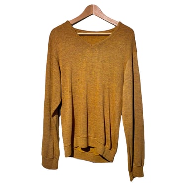 1960s V-Neck Sweater Vintage Atomic Mod Pullover Jumper Lightweight Faded Worn Orange 90s Kurt Cobain Grunge Distressed Oversized Earth Tone 