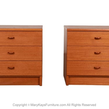Mid-Century Teak Pair Nightstands Tables 