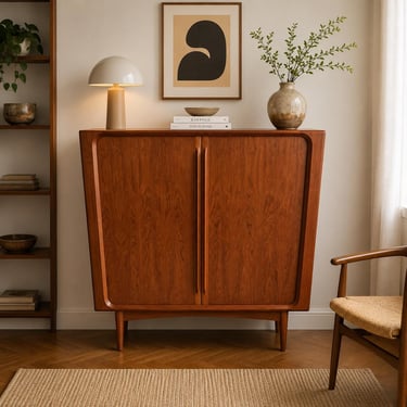 Vintage Danish Teak Tambour Cabinet by Bernhard Pedersen & Søn (BPS-M) | Denmark, 1960s 