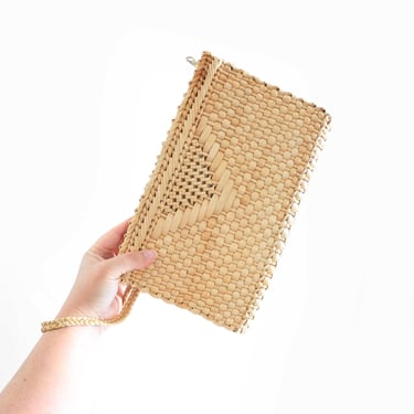 Vintage 50s 60s woven Raffia clutch purse 