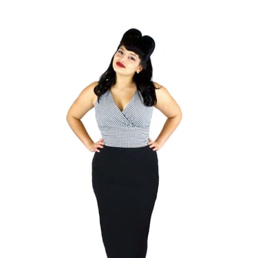 Gingham Black & White Halter Crop Top 