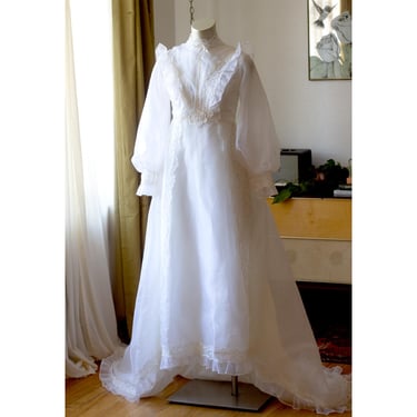 Vintage Wedding Dress - 1960s, 1970s - Gunne Sax Style - Boho, Victorian, Lace 