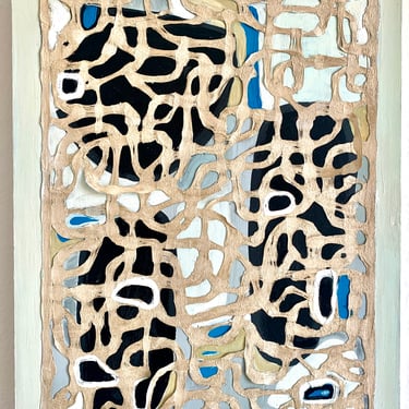 Original Abstract Painting, Mixed  media on Wood, Natural art- interior design, wall art, Assemblage ,textural art. Colorful Decor 18x24x1” 