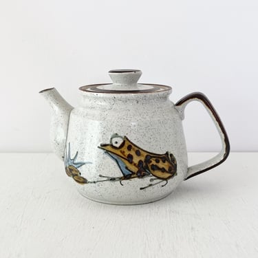 Shafford Teapot Cream Misty Morn Frog Pond Stoneware Vintage 1970s 