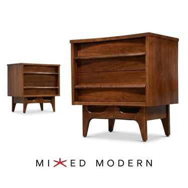 Walnut Mid Century Nightstands by Young Manufacturing - A Pair 