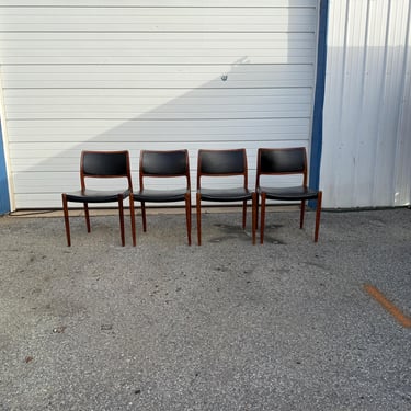 Set of Four Niels Otto Møller Model 80 Danish Modern Dining Chairs for J.L. Møllers Møbelfabrik 