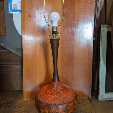 Vintage Danish MCM Orange Table Lamp 11 x11 x 31