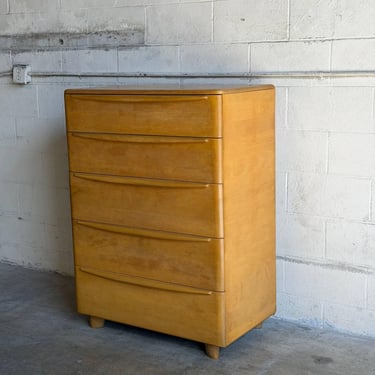 Heywood Wakefield Maple Tallboy Wooden Dresser Highboy Chest of Drawers Vintage 1950s 
