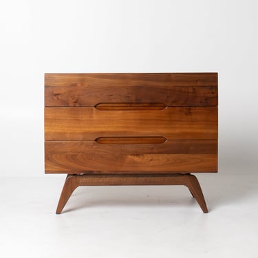 Solid Walnut Three Drawer Dresser by Ace-Hi with splayed legs
