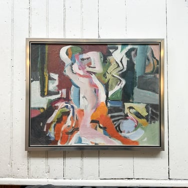 1960s Abstract Oil Painting in Original Frame 