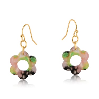 Lilac/Pink/Green Daisy Resin Earrings