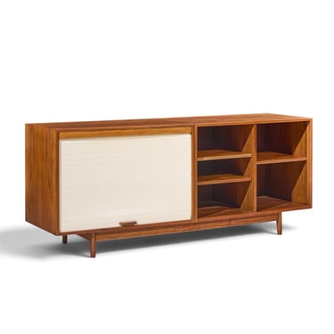 Jens Risom Mid Century Walnut Tambour Door Credenza - mcm 