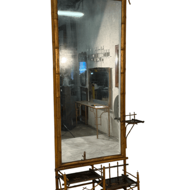 Antique 19th Century Anglo-Japanese Bamboo Hall Tree with Mirror