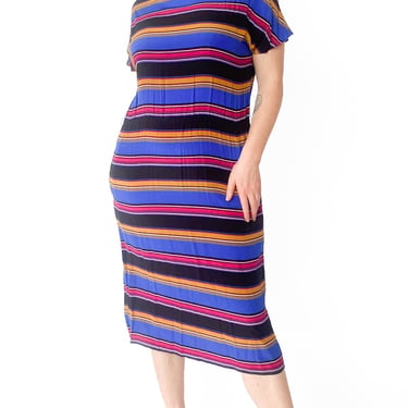 1980s Silk Striped Dress, sz. 3XL